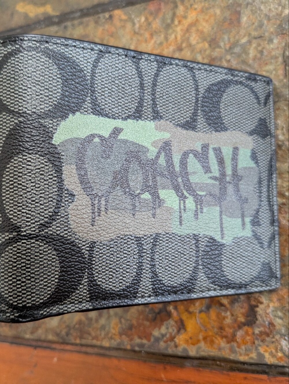 Coach Men's Black Camouflage Graffiti Wallet